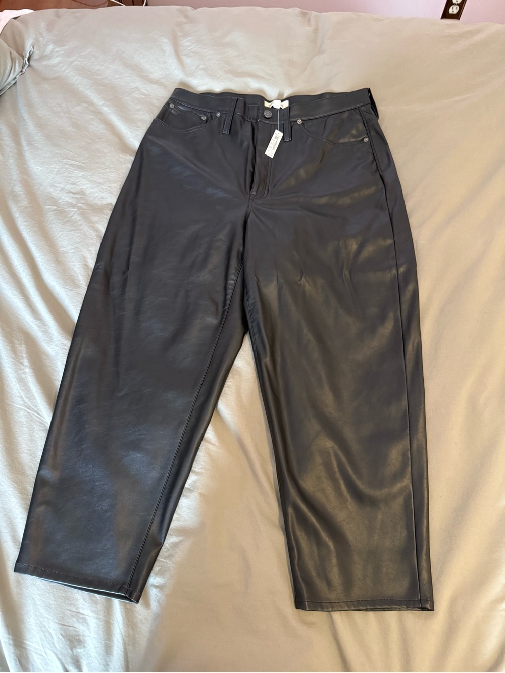 Madewell Black Faux Leather Crop Pants NWT
